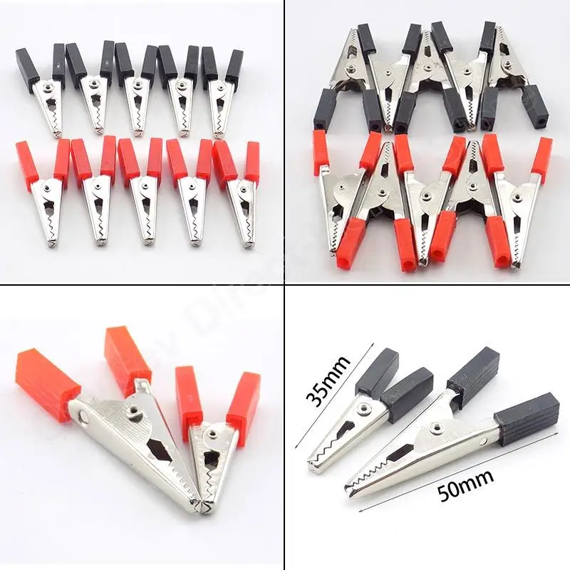 Alligator Clips Crocodile Terminal Test Electrical Battery Crocodile Clamp 35mm 50mm 10pcs Red Black