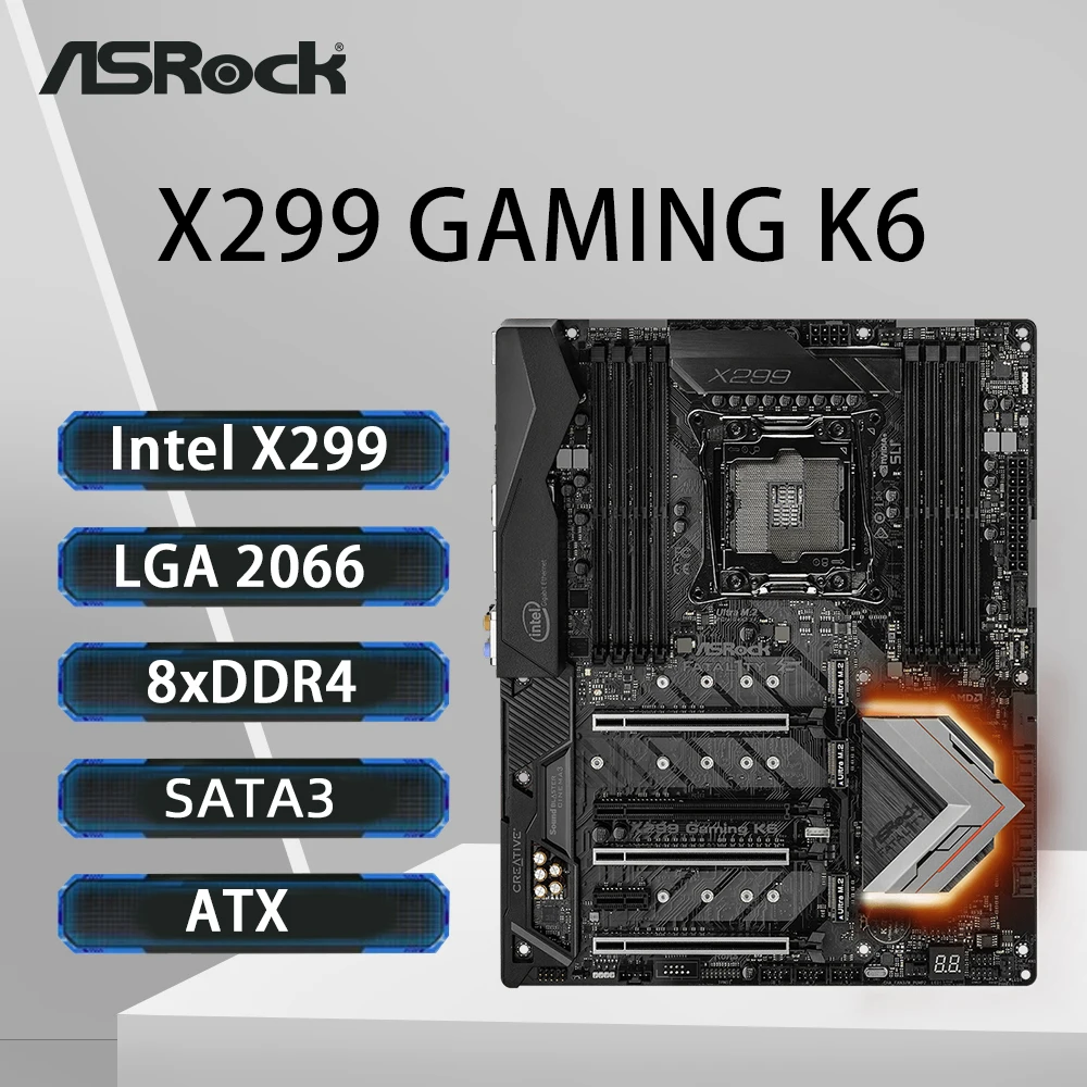 ASRock X299 GAMING K6 Motherboard LGA 2066 Support I9-9980XE
