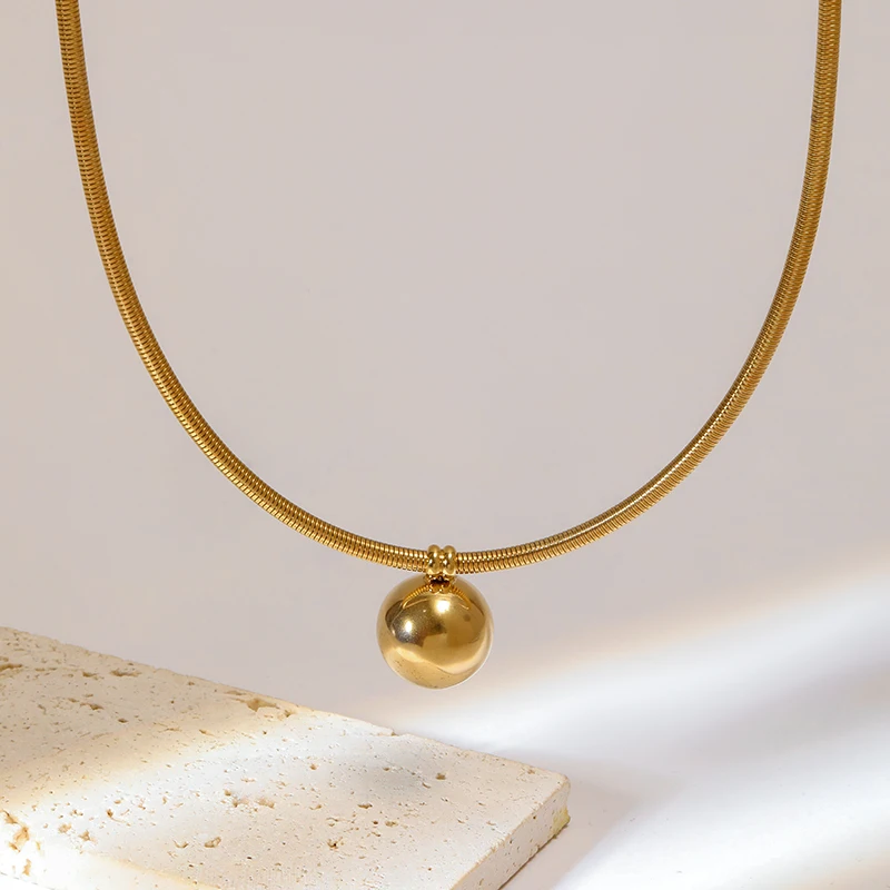 BCEFACL 316L Stainless Steel Gold Color Bead Ball Chokers Necklace For Women Girl Fashion Torques Neck Chain Jewelry Gift Colar