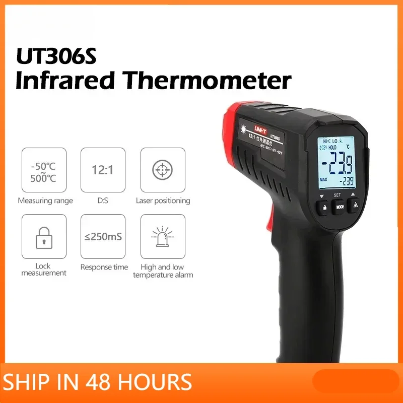 

UNI-T Infrared Digital Thermometer UT306S Non-contact Temperature Meter Contactless Gun -50-500 Environmental Instruments