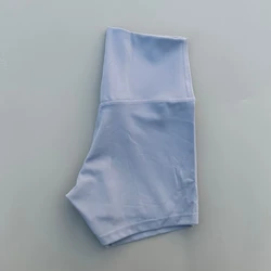 Women's Sexy High Waist Solid Color Yoga Shorts - Soft, Tight, and Perfect - S (Gray blue)