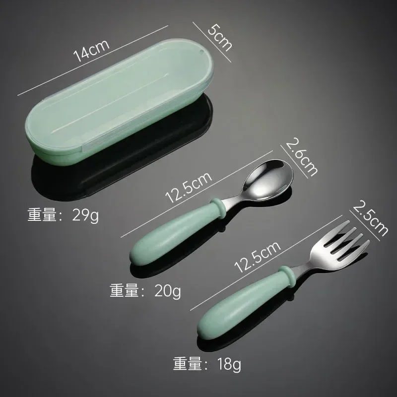 Child Feeding Stainless Steel Tableware Set Children Utensil Toddler Dinnerware Cutlery Cartoon Infant Food Feeding Spoon Fork