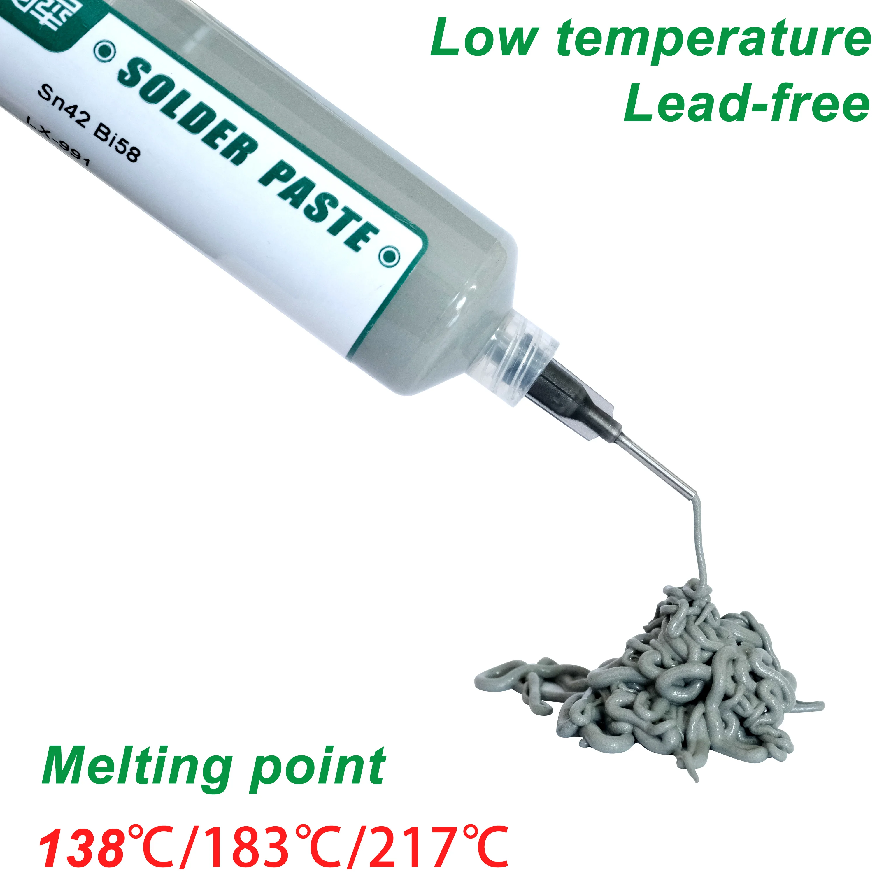 Lead-free Syringe Solder Paste Low High Temperature Flux For Soldering Led Sn42bi58 Sn63 Smd Repair Tin Paste