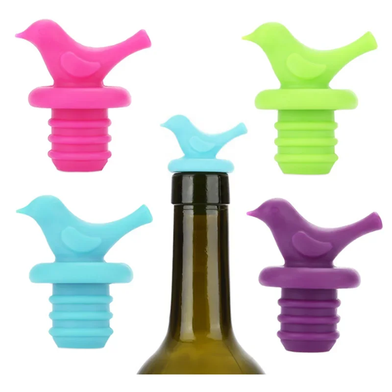 

The New Creative Bird Design Wine Stopper Silicone Wine Cork Stopper Plug Cover Bottle Caps Bottle Stopper Wine Pourer Stoppers