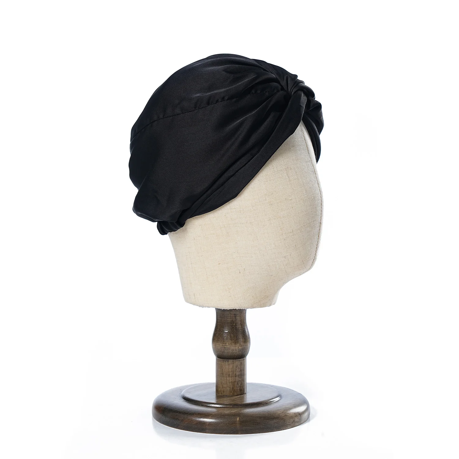 Damen Satin Imitation Seide Turban Hut weiche Stretch Doppels chicht seidige Nachtschlaf kappe Motorhaube Chemo Hut Haar gummis 2St – Detail 9