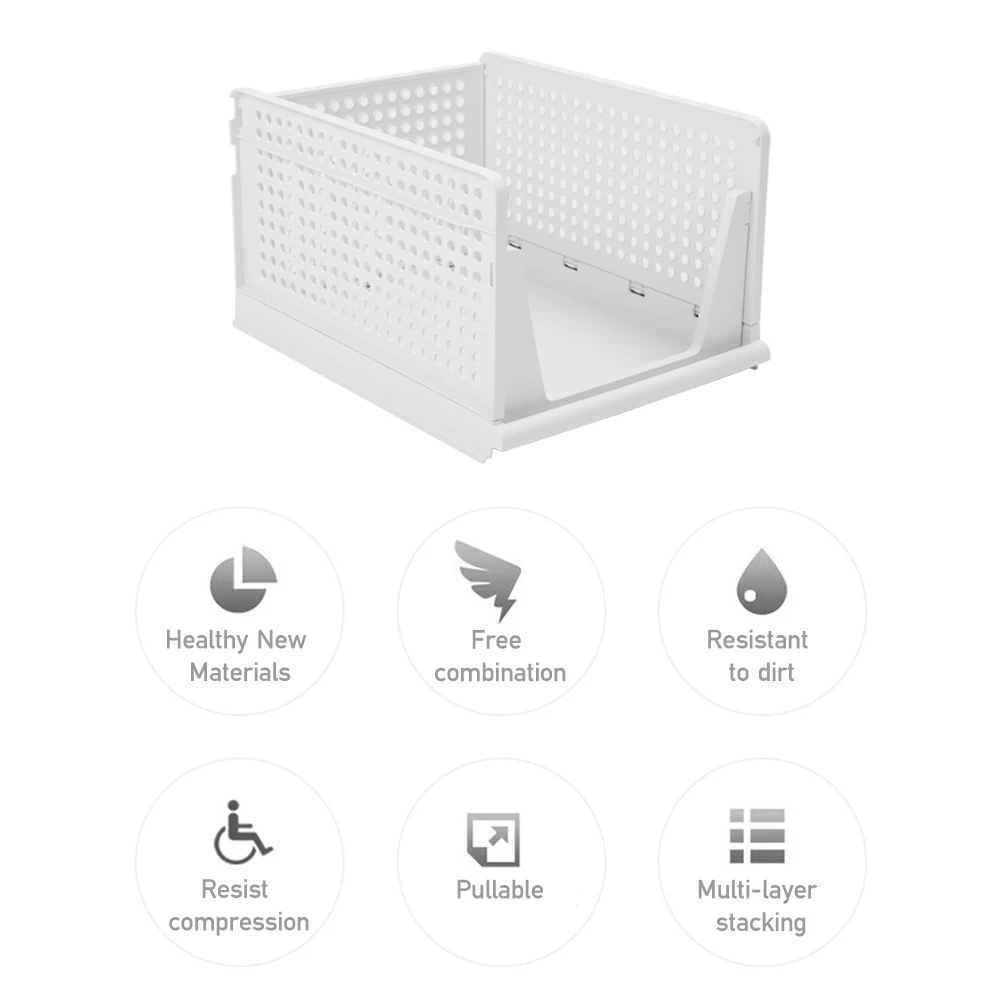 【Lifeideas】Foldable Stackable Drawer Storage Basket Organizing Boxes Partition Bedroom Office Organizers Closet Clothes