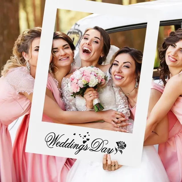 Marco de fotos de flor blanca para el día de la boda, accesorios