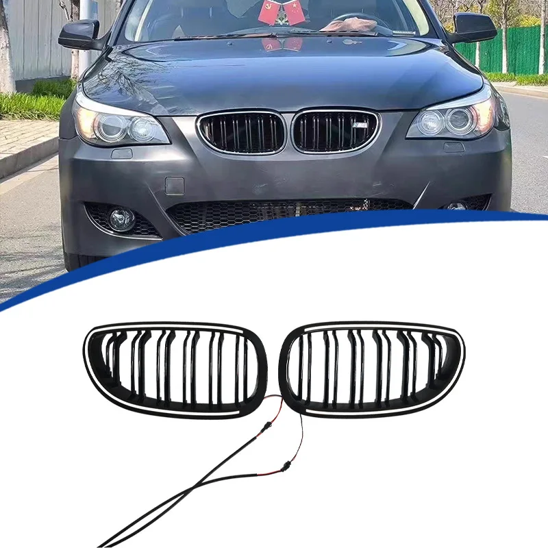 Front Hood Radiator Kidney Grille Bumper For BMW 5 Series E60 E61 2004-2009 Dual