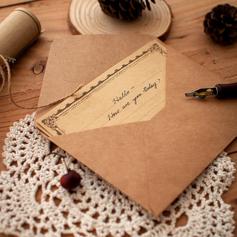 12pcs/set Vintage Paper Envelopes retro Letter Paper Postcard Storage Bag Wedding Invitation Letter Korean Stationery Office kraft paper envelopes mailing envelopes seed storage envelopes