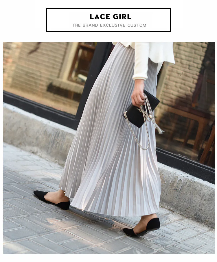 white pleated skirt TINT ERA High Waist Skirt Spring Autumn New Temperament Thin Chiffon Hand-pressed Crepe Pleated Large Swing A-line Skirts Women crop top and skirt