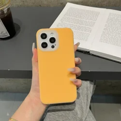 Matte Neon Shockproof Soft Silicone Case with Camera Protection - iPhone 13 (Orange)