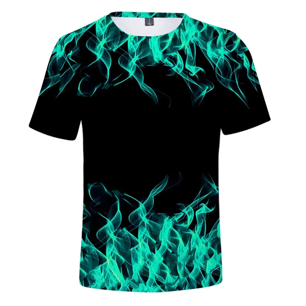 Colorful Flame 3D Printed T Shirt Women Men Summer Fashion O-neck Short Sleeve Funny Tshirt Hipster Cool Graphic Tees Streetwear