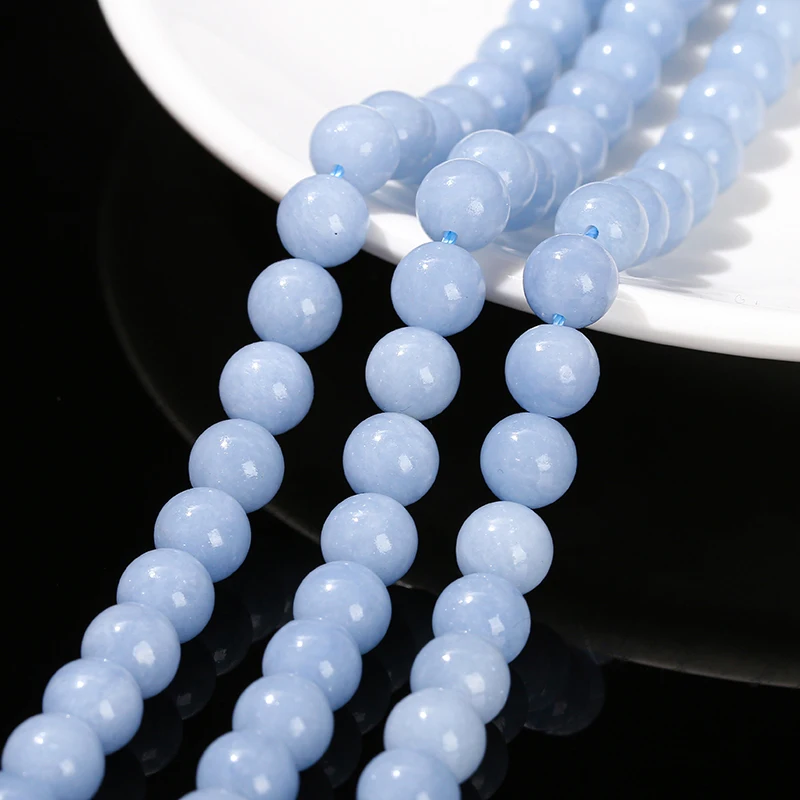 Wholesale 6 8 10mm Natural Angelite Stone Bead Round Loose Spacer For Jewelry Making Diy Necklace Bracelet Accessory Finding 15" 5