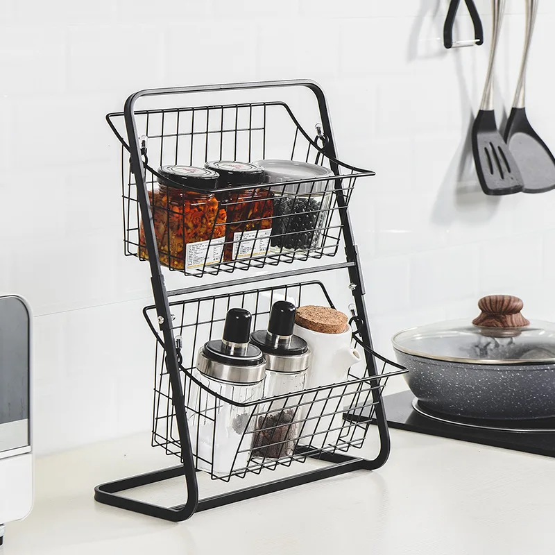 

Fruit Basket Household Vegetables Spice Rack Multi-layer Floor Storage Items Seam Placed Storage Shelves Stable Load-bearing