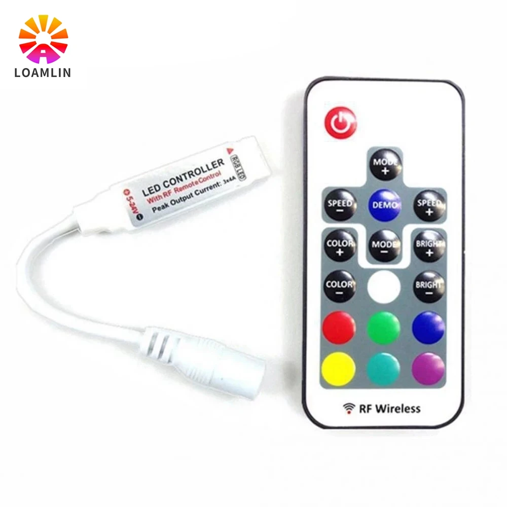 17-Key Mini RF Wireless LED Dimming Remote Control For 5050/3528/5730 ...