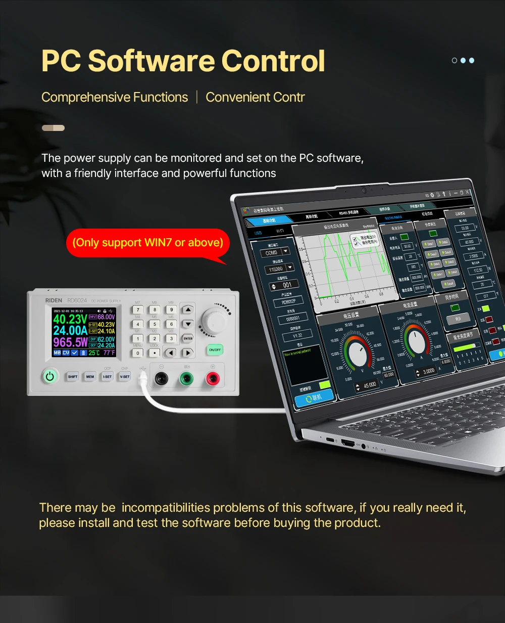 RD RD6024 RD6024W 전문가용 USB WiFi 전원 공급 장치 벅 컨버터 60V 24A DC 조정 가능 전압 벤치 & 1500W AC DC PSU