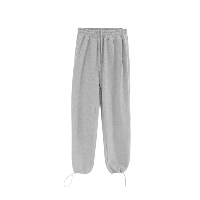 Fall Winter Plus Velvet Gray High Waist Straight-leg Pants Y2k Trouser Women's Loose Sports Pants Casual Solid Leggings Pants