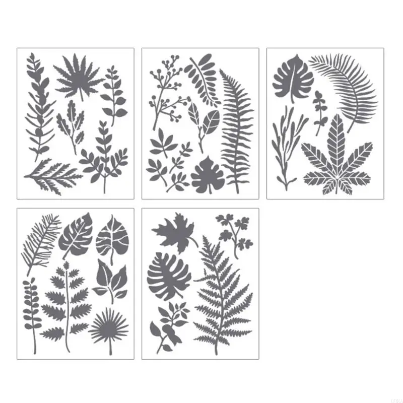 CORA 5Pcs 재사용 가능한 애완 동물 그림 템플릿 6.7x5In 나비/꽃/잎 스텐실 어린이를위한 스크랩북 저널 앨범 그리기