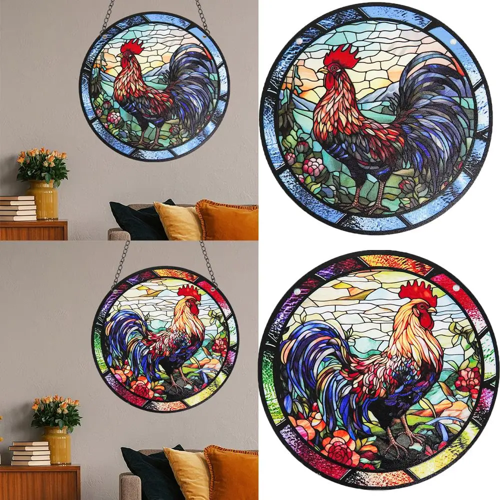 

Retro Style Pendant Christmas Decoration Window Decoration Wall Decor Office Room Decor Chicken Round Acrylic Painted Plaque