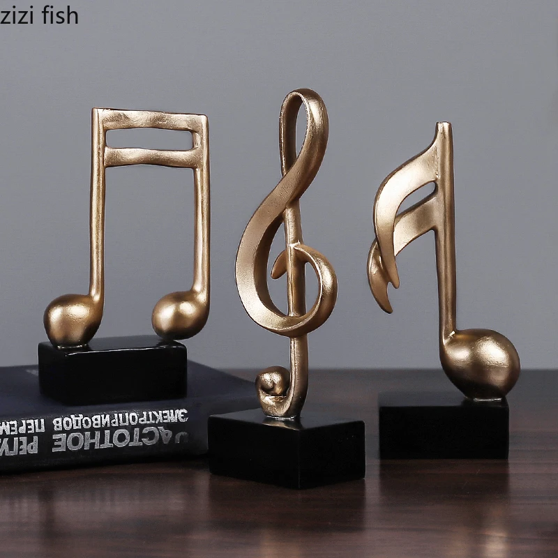 Resin Sculpture Retro Musical Instrument Musical Note Shape Statue