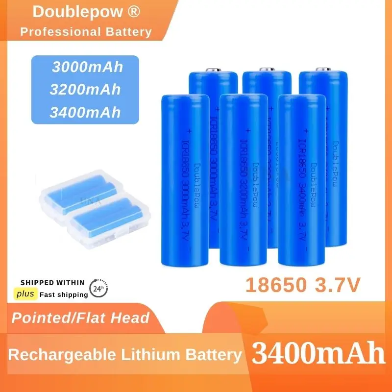 

Doublepow 18650 3400mAh Rechargeable Lithium Battery 3.7V New Original Li-ion Batteries Flashlight Battery Pack for Toy 4PCS/Lot