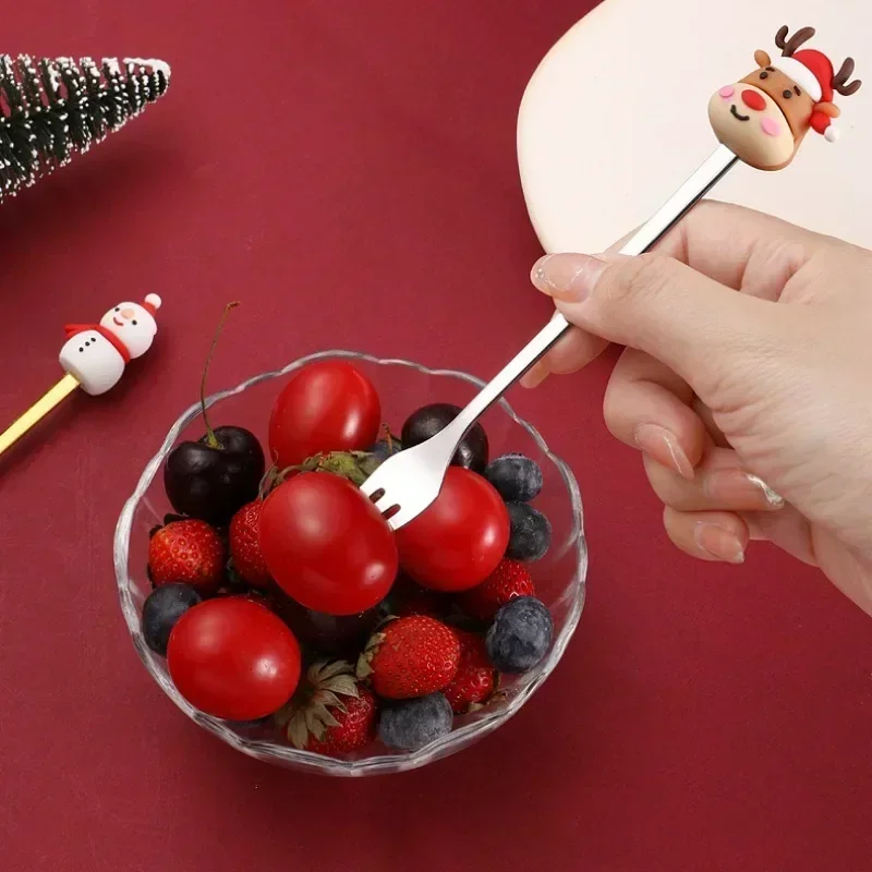 6/4/1PCS Christmas Gift Glod Spoon Fork Set Elk Christmas Tree Decoration Dessert Scoop Fruit Fork Coffee Spoon Cutlery Set cutlery set,western style cutlery set,picnic cutlery set,stainless steel cutlery set,camping cutlery set,wooden cutlery set