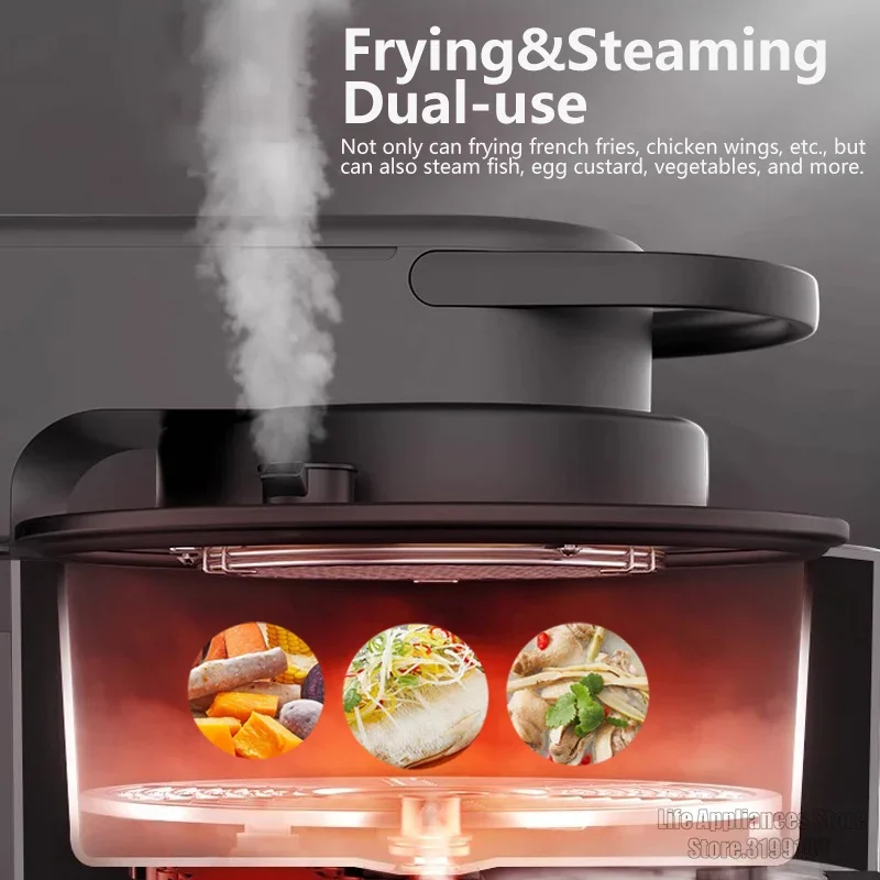 Joyoung Air Fryer Electric Oven Multifunction Deep Fryer 5L For Home Use Healthy Oil-less Frying Steaming Dual-use KL50-SF1