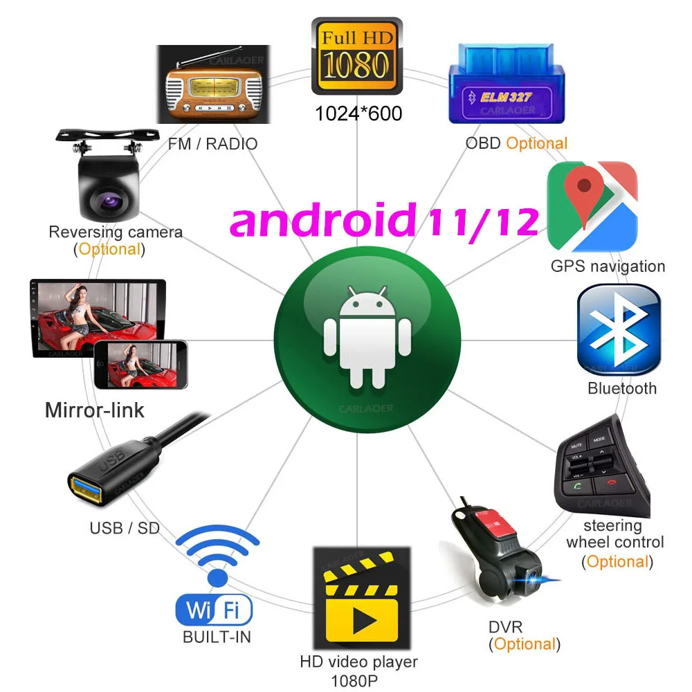 1 Din 자동차 안드로이드 멀티미디어 플레이어 6.9 인치 터치 스크린 Carplay 자동 Autoradio 스테레오 비디오 GPS WiFi 범용 1din 자동 라디오