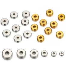 

20-30Pcs 4/5/6/8mm Stainless Steel Gold Spacer Beads European Flat Beads for DIY Jewelry Making Bracelet Accessories Wholesale