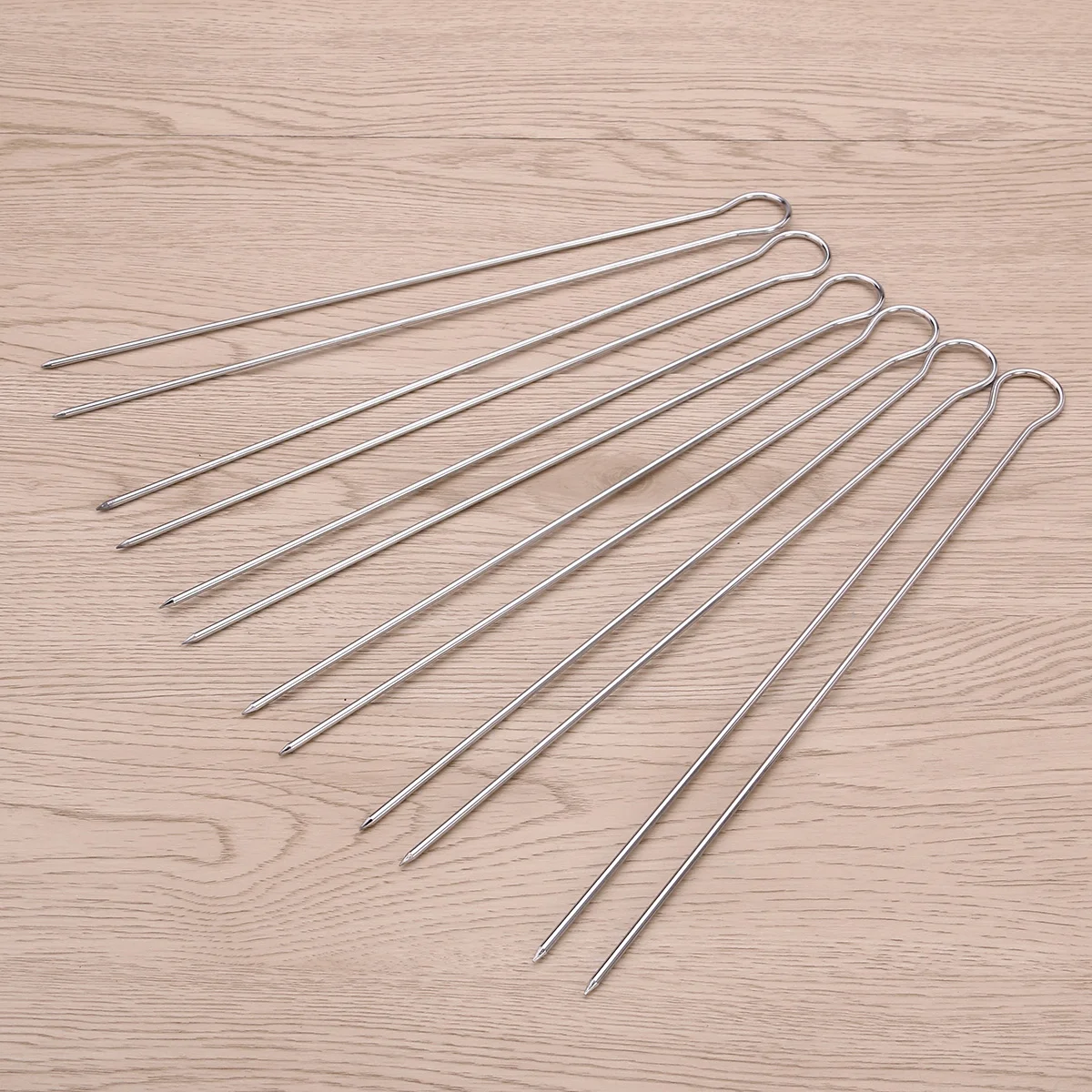 Stainless Steel BBQ Skewer Set Reusable Kebob Skewers Grilling Sticks Barbecue Roast Needles 6pcs