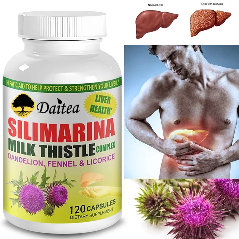 Milk Thistle Capsules Relieves Liver Inflammation, Liver Detox Cleanse