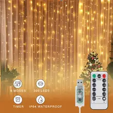 

Copper 3*3m 300 Led Lamps Lights String Usb Charging Remote Control Curtain Lamp String Waterproof Twinkle Wall Lights For Room