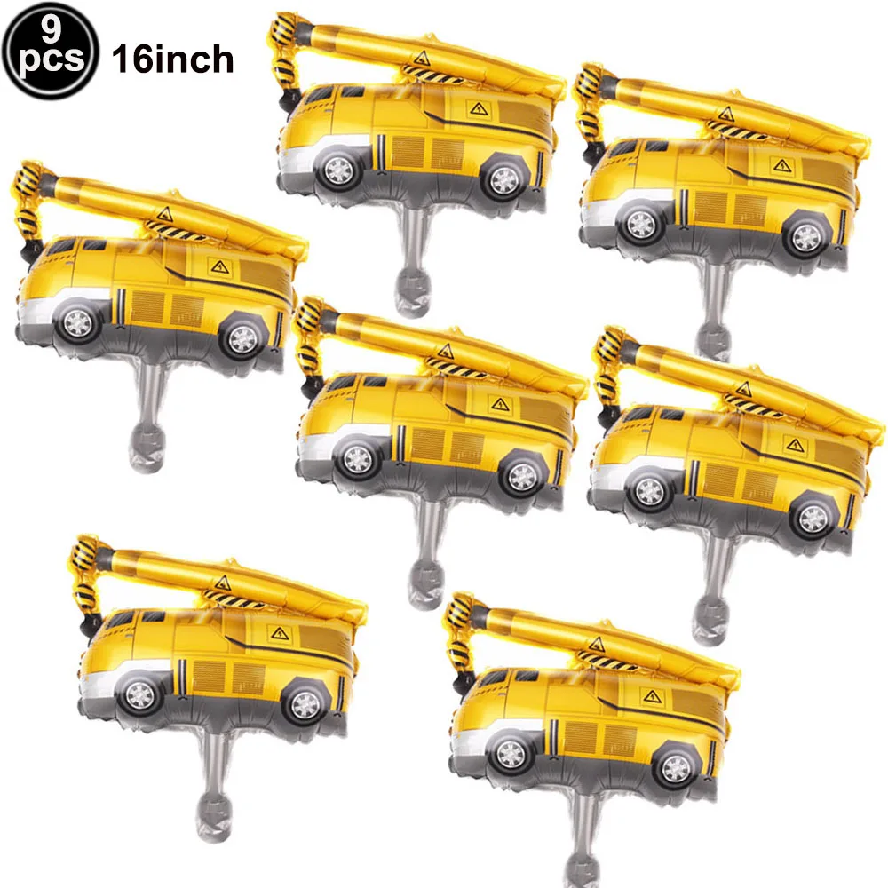 Construction Vehicle Foil Balloons Set for Boys Birthday Party Decorations