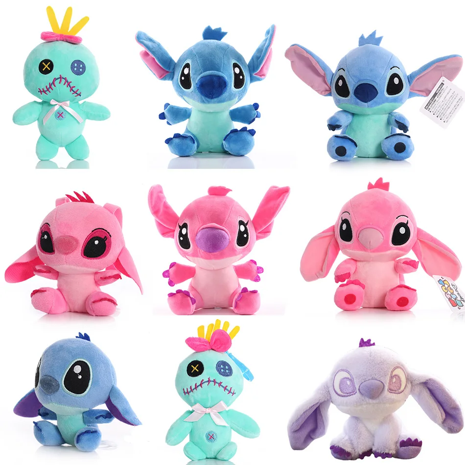 20cm Disney Big Movie Lilo & Stitch Couple Model Cartoon Stuffed Plush Doll Anime Stitch Plush Toy Kawaii Kids Party Favors