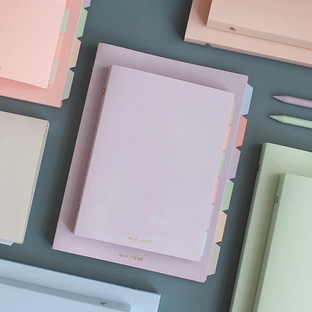 Loose Leaf Binder 60 Sheets A5/B5 Morandi Color Loose Leaf Notebook PP Cover Binder Line Refillable Office School Stationery Journal Supplies