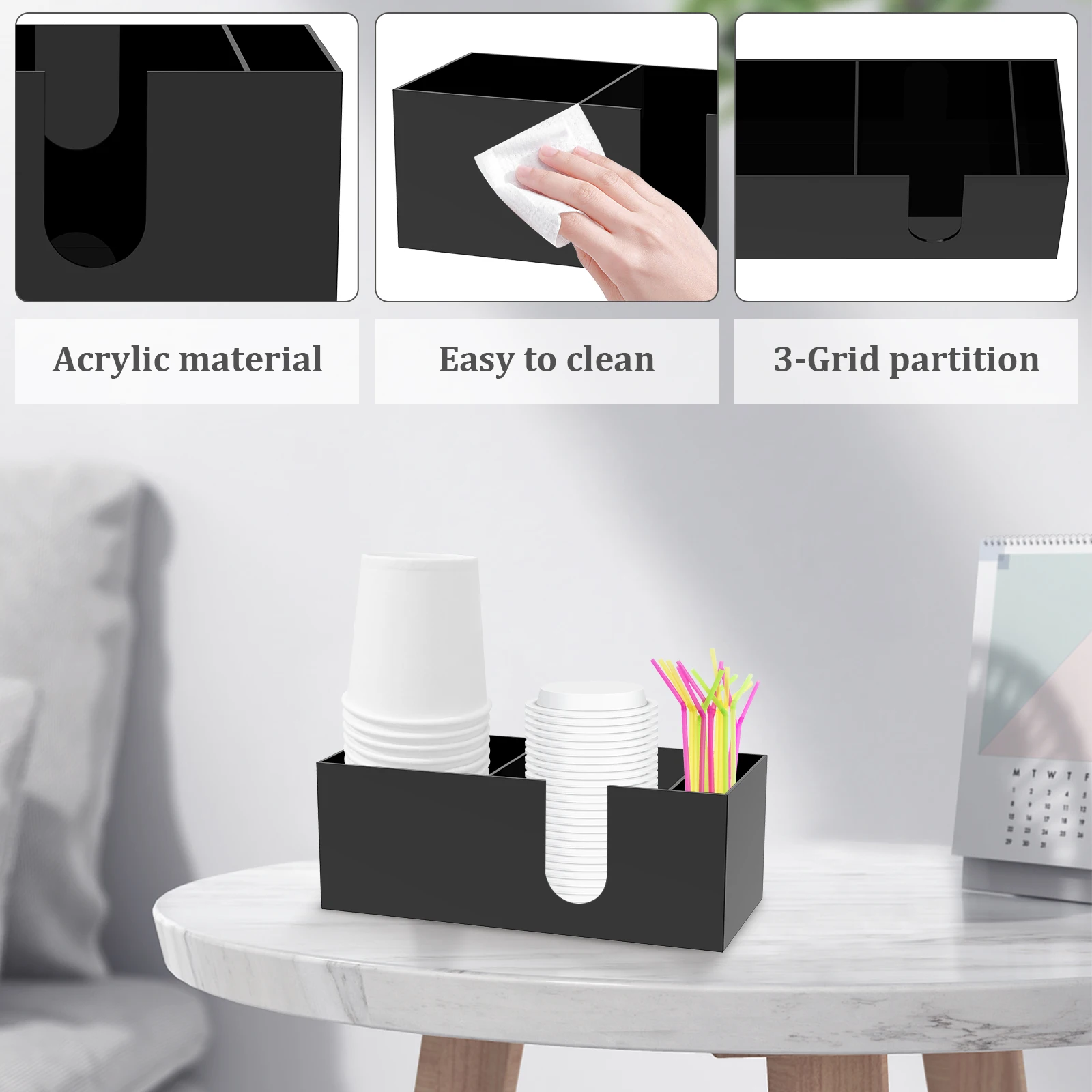 Acrylic Desktop Coffee Cup Storage Holder Organizer