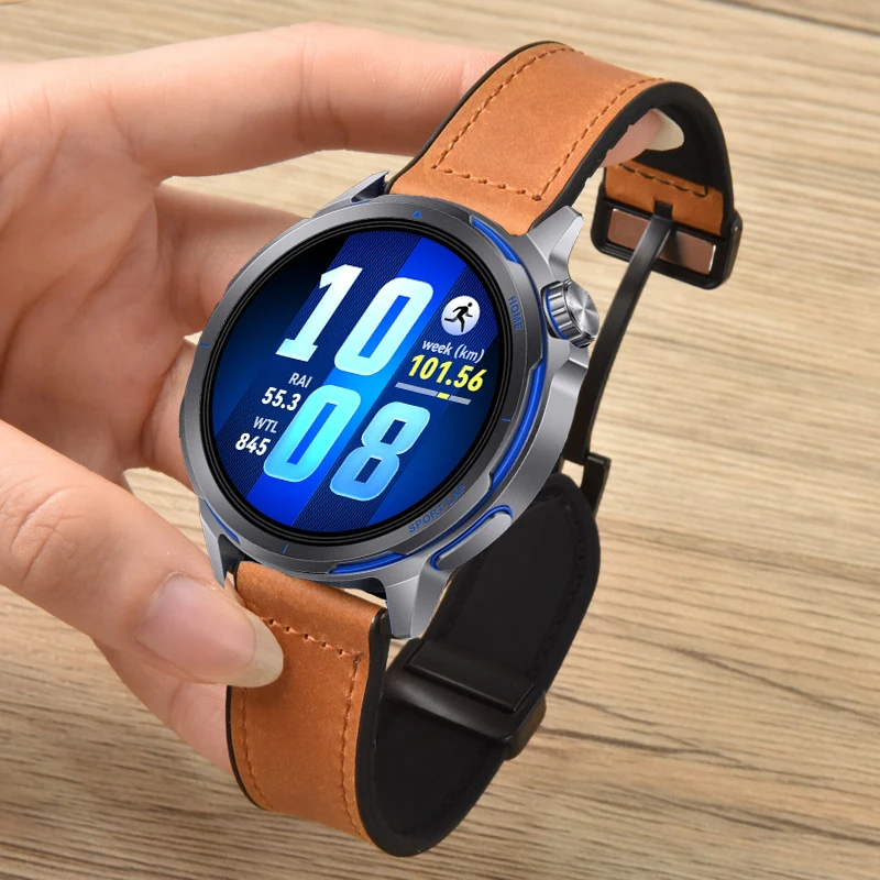 Premium Leather and Silicone Magnetic Watch Strap - 20mm/22mm