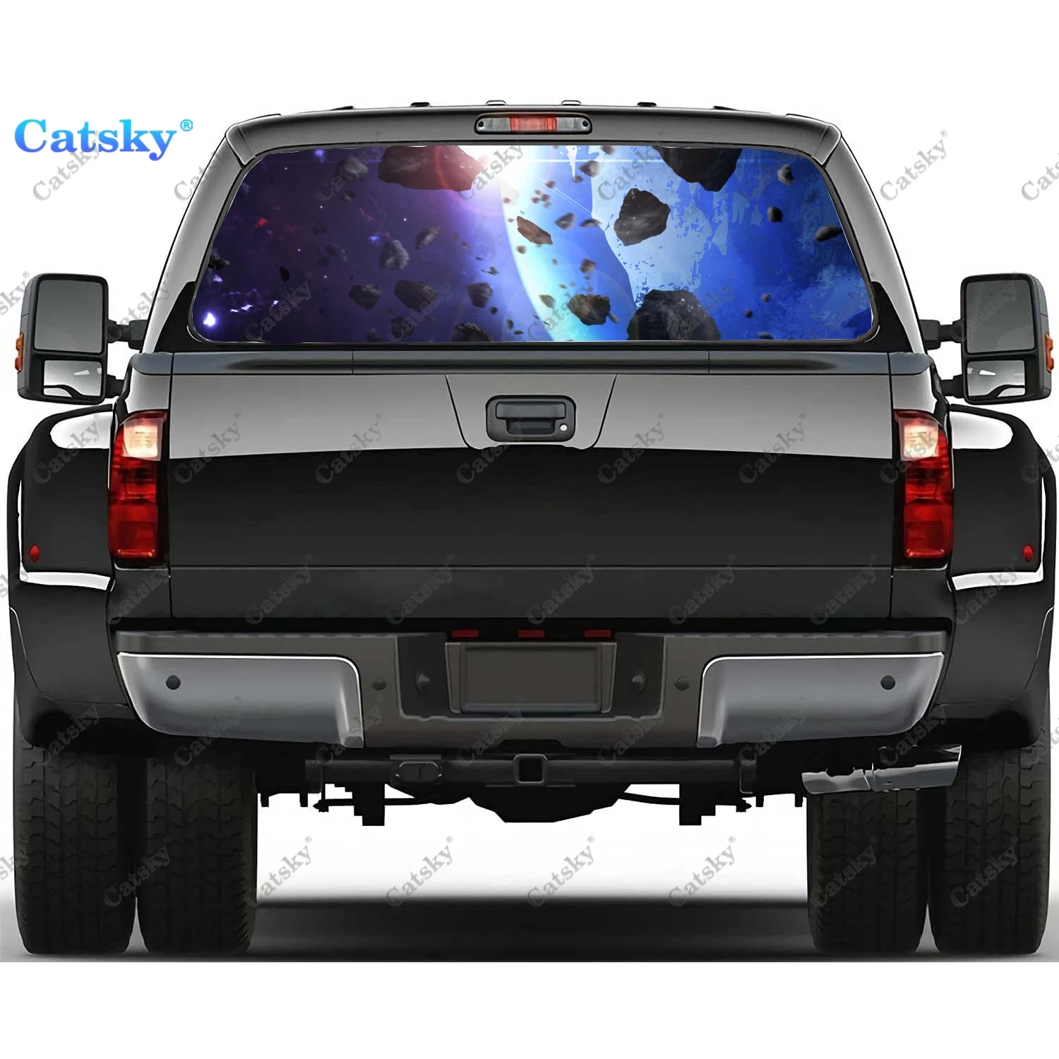 

Artistic Space Rear Window Decals for Truck,Pickup Window Decal,Rear Window Tint Graphic Perforated Vinyl Truck Sticker