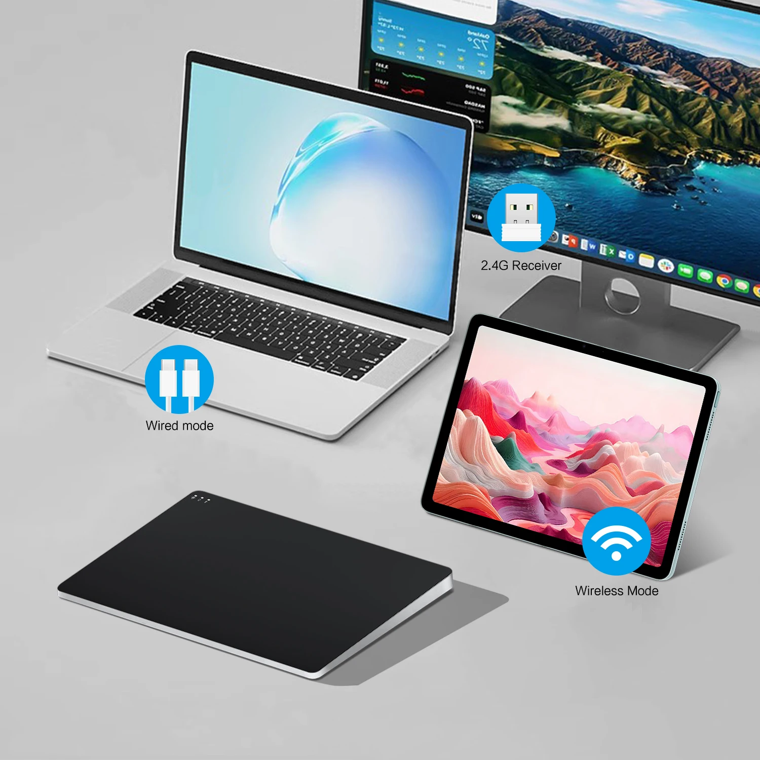 Wireless Trackpad Touchpad for Mac OS MacBook iMac Magic Windows Surface Notebook Win 11/10/8/7 PC Laptop 2.4G Multi-Touch Mouse