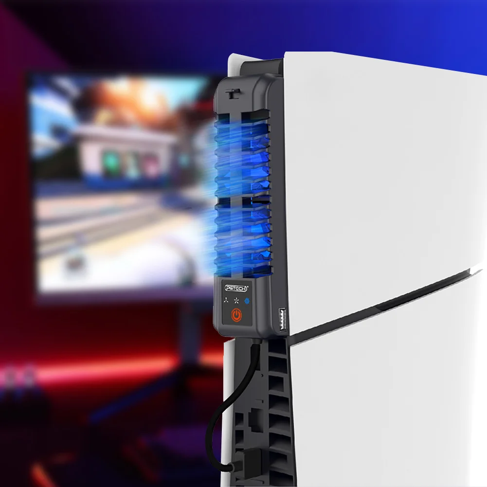 선풍기 LED 조명 효율적인 냉각 시스템, 조용한 쿨러 선풍기, USB 2.0 포트, 게임 콘솔 후면 냉각 선풍기, PS5 슬림 콘솔용