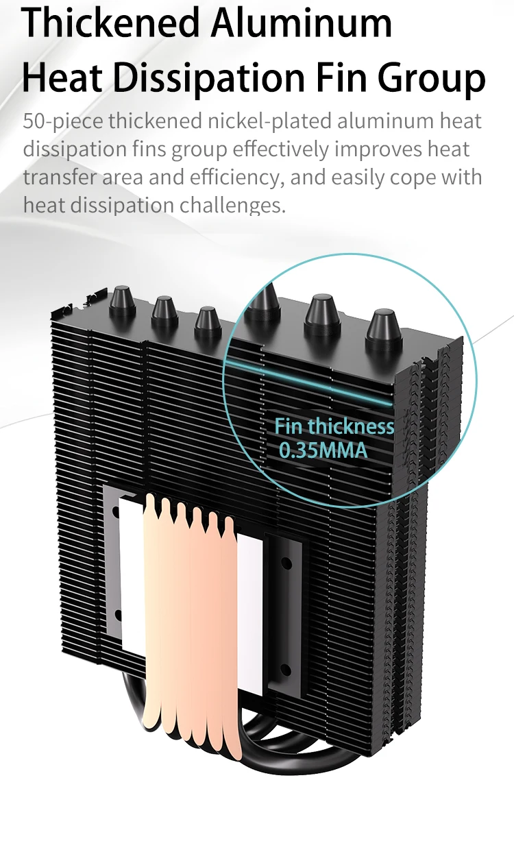 TE-55 Low Profile CPU Cooler 6 Heat-Pipes CPU Air Cooler with 15mm Thickness Sli