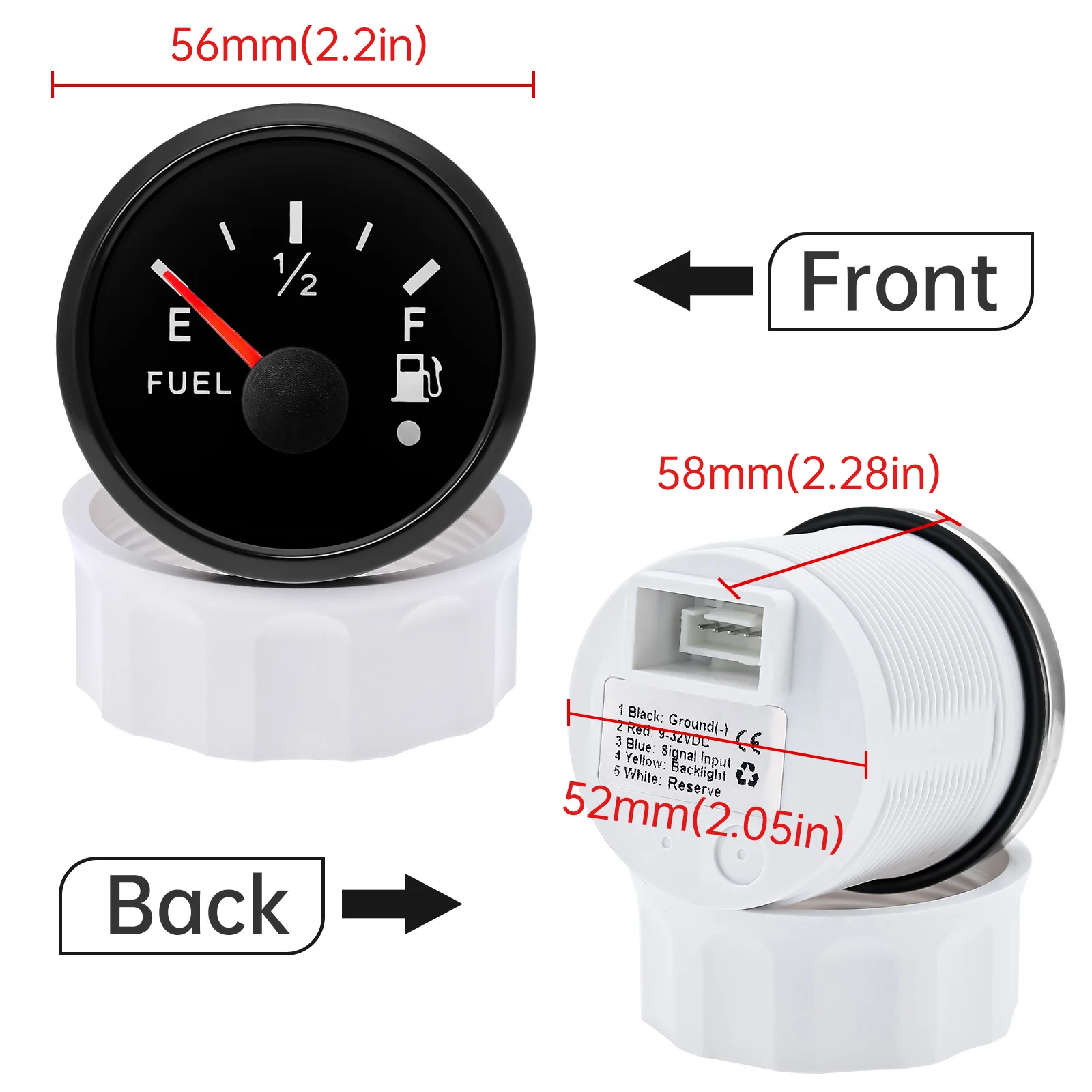 자동 자동차 52mm 연료 레벨 게이지 알람 0-190/240-33 옴 오일 탱크 미터 표시기 보트 Yach Marine 12V24V 사용자 정의 용 빨간불