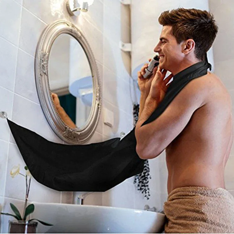 Man Bathroom Apron 120x80cm Man Bathroom Apron Black Beard Apron Hair Shave For Man Waterproof Floral Cloth Household Cleaning Protecter