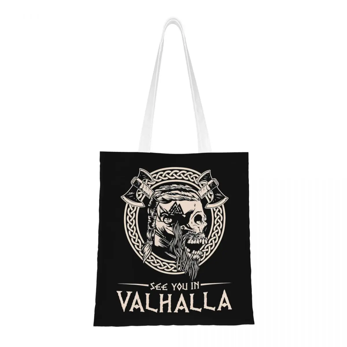 

Холщовая Сумка-тоут викингов «See You In Valhalla», модная вместительная сумка для покупок, женские дорожные сумки
