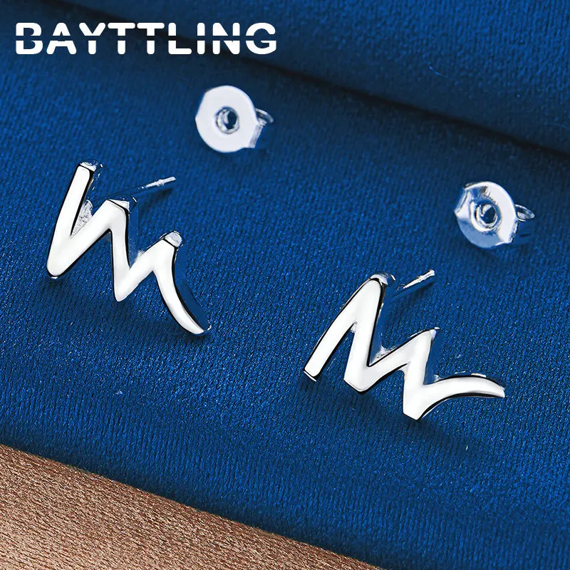 

BAYTTLING New 925 Sterling Silver Lightning Stud Earrings For Women Fashion Girlfriend Gifts Earrings Wedding Jewelry Accessorie