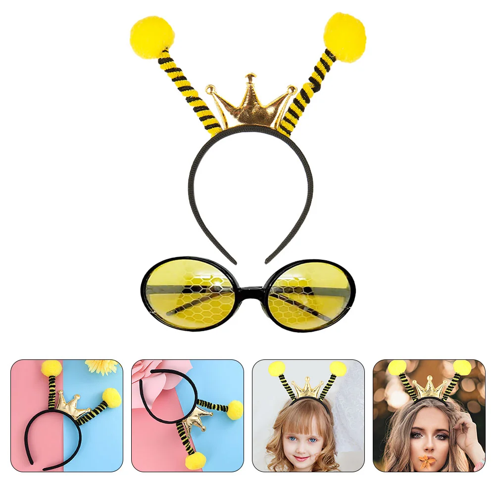 2 Pcs Bee Headband Glasses Hairband Decorative Headdress Festival Eyeglasses Cosplay Bees Hoops Sun Cloth Design