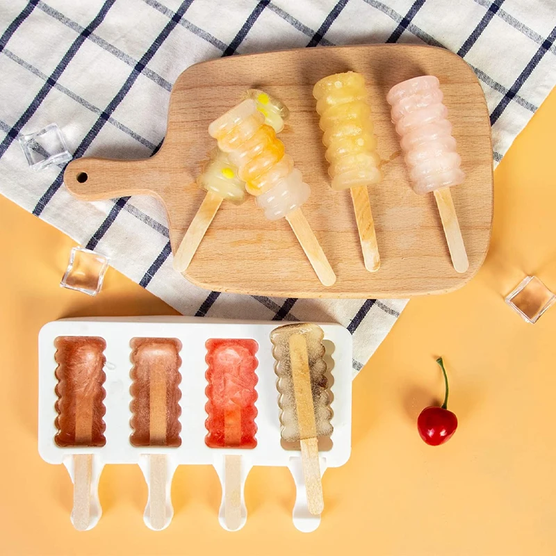 Description Picture 4 of item3/4 Cell DIY Silicone Ice Cream Mold Homemade Popsicle Maker Reusable Ice Cube Tray Mousse Dessert Ice Cream Mould Baking Tools