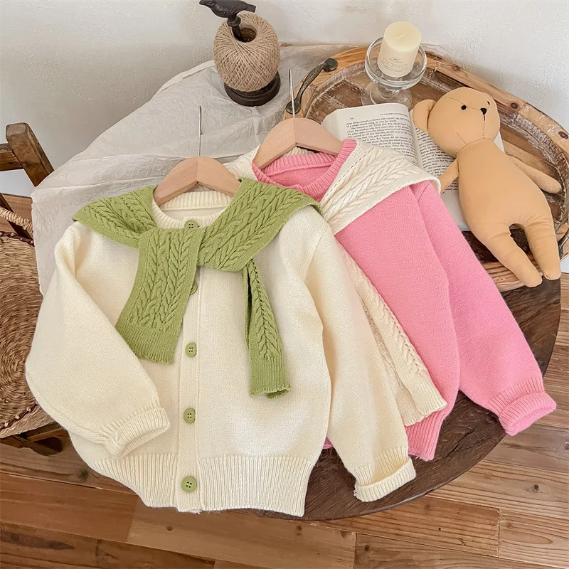 

Girls Sweet Sweaters Autumn Winter Children Baby Kids Shawl Knitted Cardigan Sweater Coat