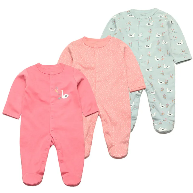 Newborn Baby Girl Clothes Long Sleeve Cotton Cartoon Printed Baby Romper Infant Jumpsuits Kids Clothes Climb Suit 3PCS/Lot baby clothes
