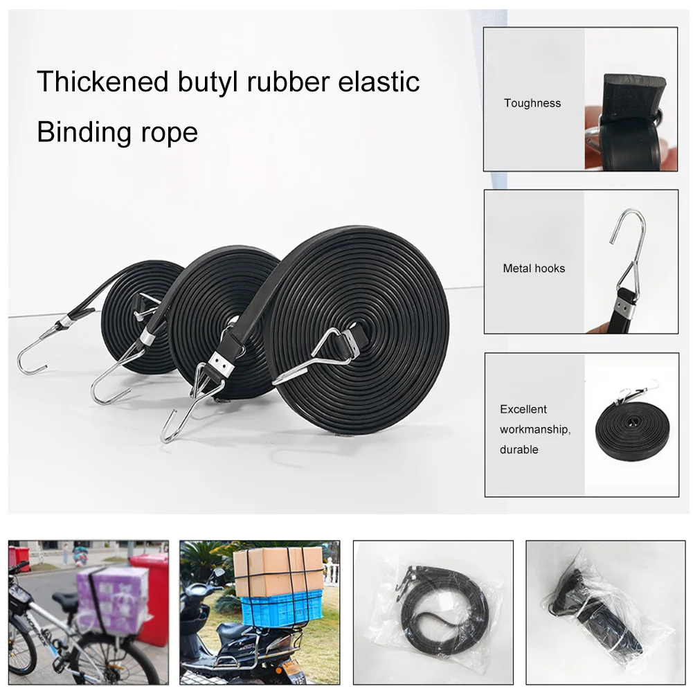 2.5M/3.5M/5M Bungee Cords with Hooks Extra Long Bungee Strap Ropes Rubber Luggage Roof Rack Strap Strong Elastic Rope Fixed Band